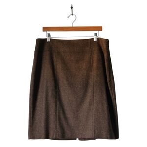 Banana Republic Wool Blend Skirt 16 Brown Tweed Stretch Lined‎ Career Skirt